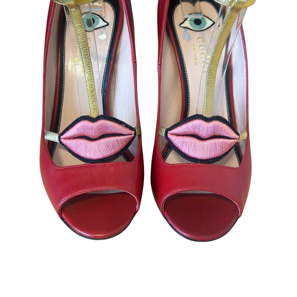 Gucci Surreal Lips Heel Red Sandals 100mm EU 36.5 Alessandro Michele - Picture 4 of 10